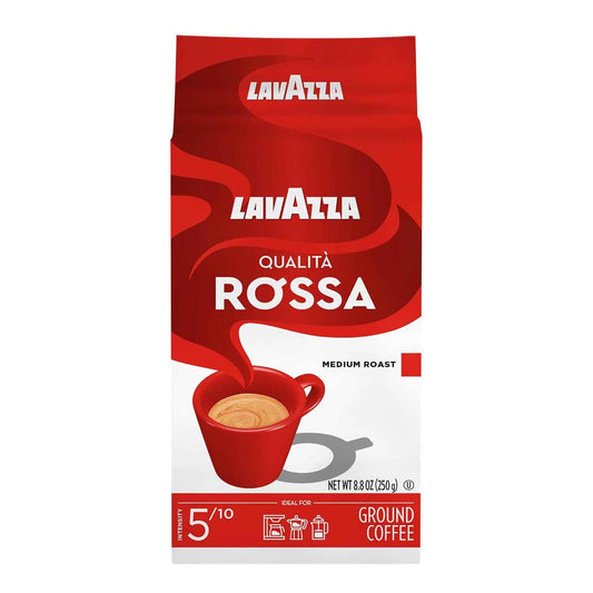 Lavazza Qualità Rossa Ground Coffee – Morning Focus Brew for Home Office, Drip and Espresso Ready