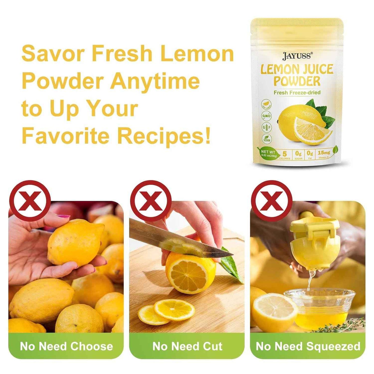 JAYUSS Lemon Juice Powder 8.82 oz – Quick Desk Friendly Citrus Boost for Busy Professionals and Commuter Smoothies, 250g