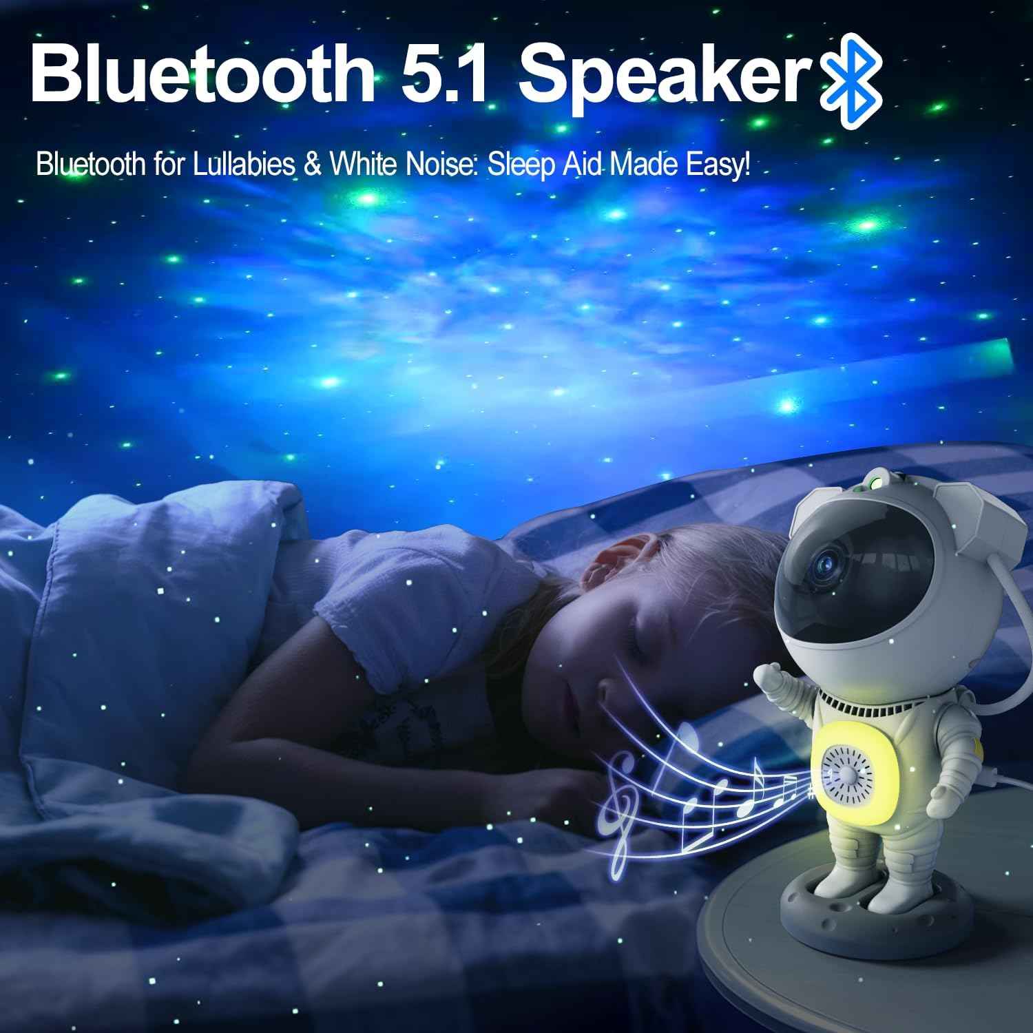 Astronaut Star Projector with Bluetooth Speaker – Cool-Run LED Night Light for Boys and Girls