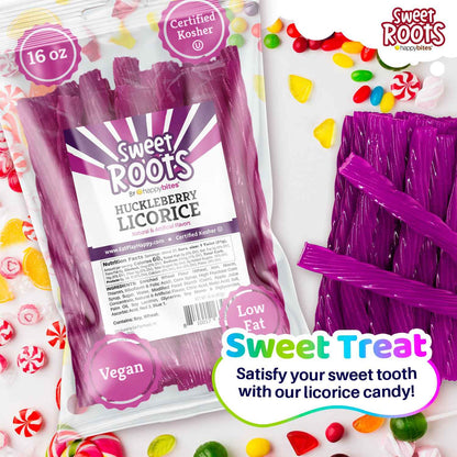 Sweet Roots Blue Raspberry Licorice Sticks – 16 oz Chewy Candy Gift Basket Filler for Birthdays, Valentine's Day, and Holidays