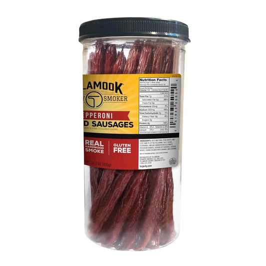 Tillamook Country Smoker Pepperoni Sticks – Office Desk Snack with 8g Protein for Long Workdays, 20-Count Resealable Jar