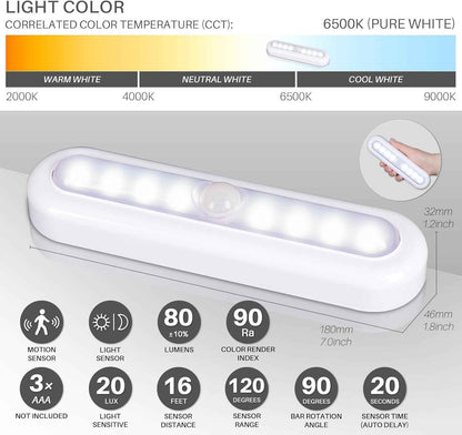 STAR-SPANGLED 3 Pack 7” Motion Sensor Light Indoor Battery Operated – Warm White LED Accent Light for Bedroom, Living Room, and Hallway