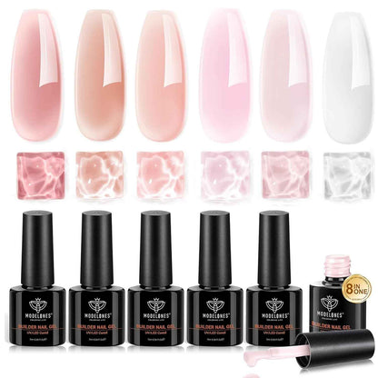 modelones Builder Gel Nail Polish Set – Thoughtful Birthday Gift for Her, All-in-One At-Home Gel Manicure Kit