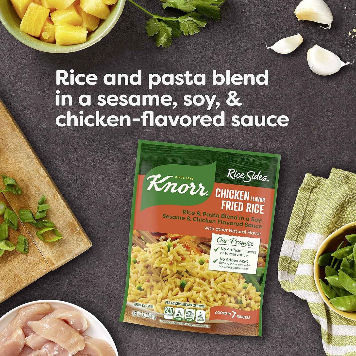 Knorr Rice Sides Chicken Fried Rice – Fast Lunch Base for Busy Work-from-Home Days, Ready in 7 Minutes