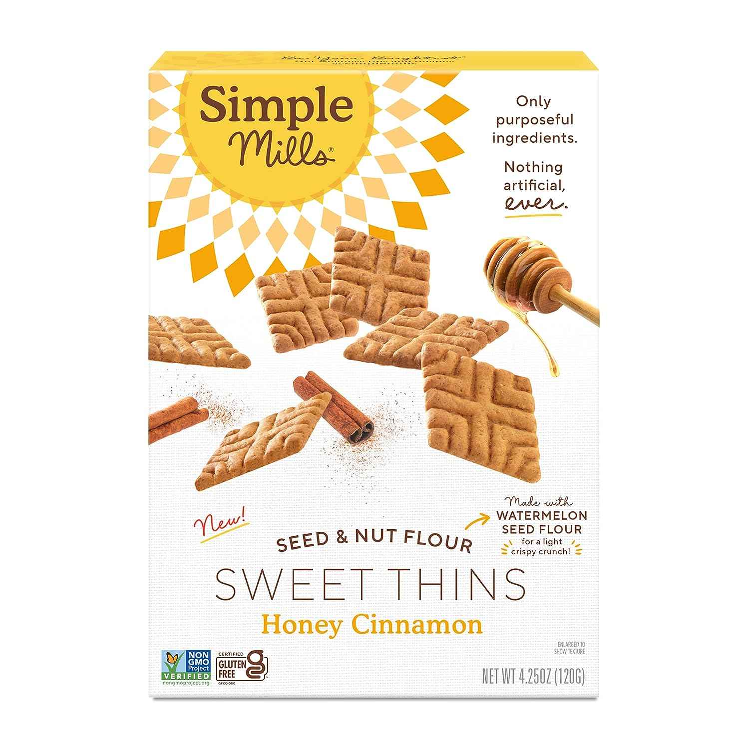 Simple Mills Honey Cinnamon Sweet Thins Snack Packs – Office Desk Drawer Cookie for Mid Afternoon Energy Reset