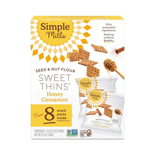 Simple Mills Honey Cinnamon Sweet Thins Snack Packs – Travel Carry On Cookie for Road Trips and Flights
