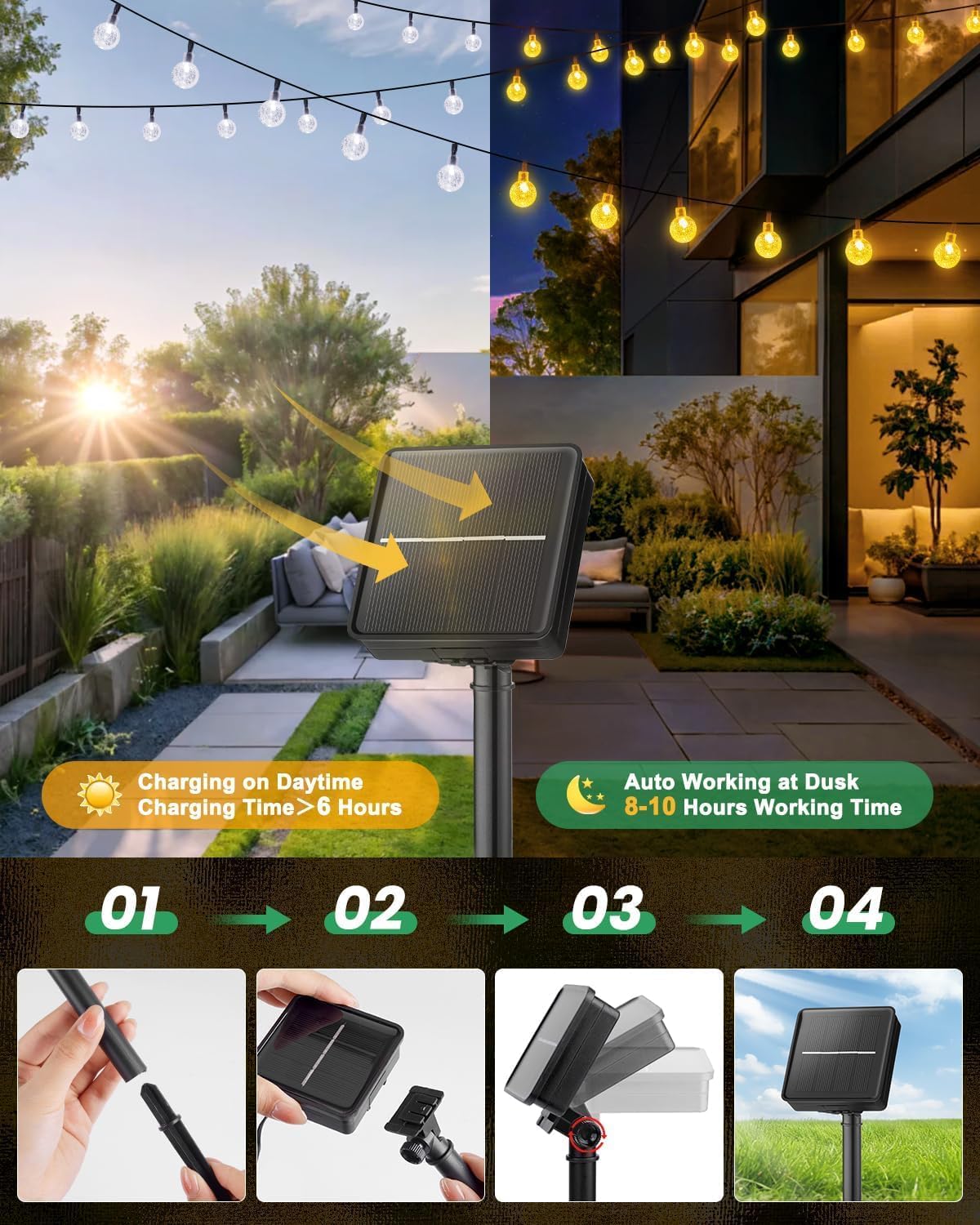 8 light settings including a slow fade in and out mode