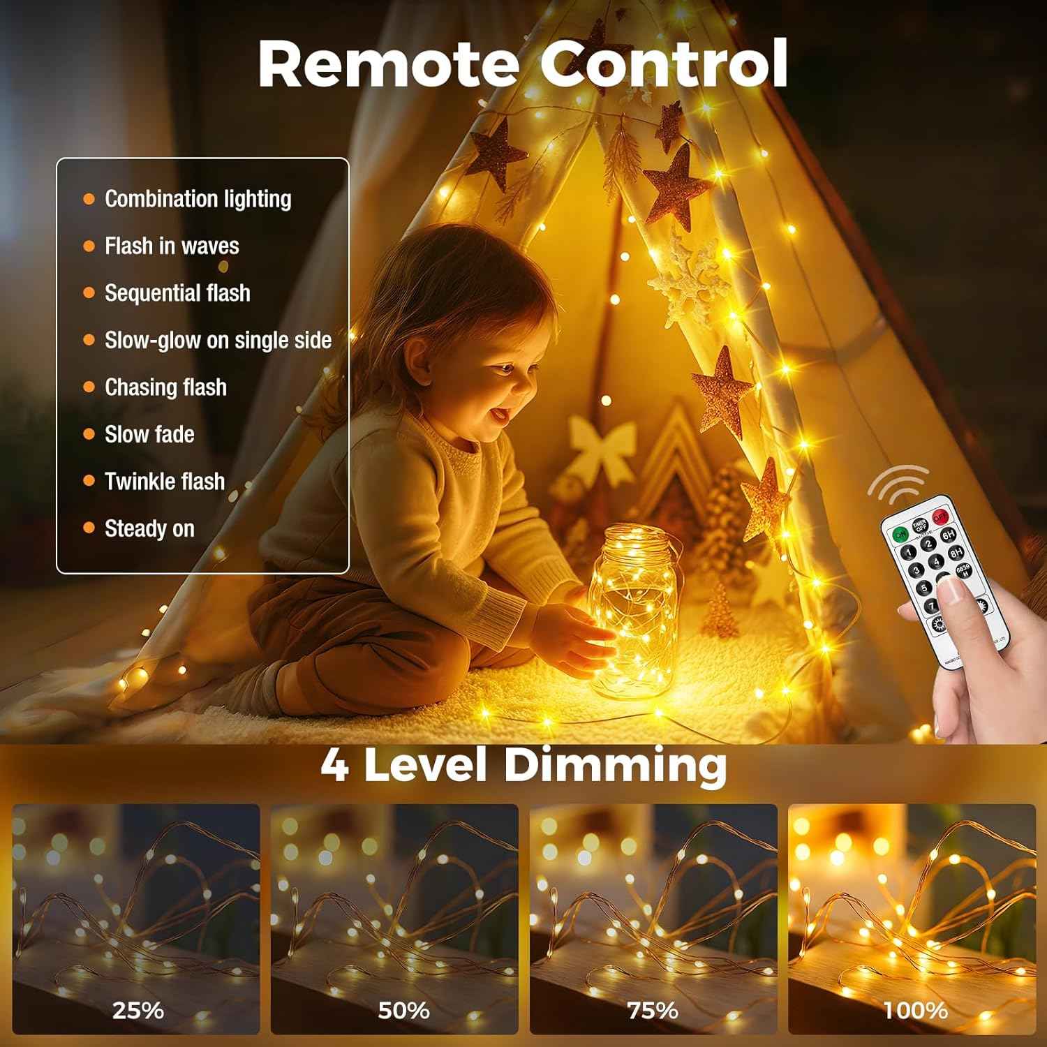 btfarm Fairy Lights for Kids Room 33FT – Cool to Touch 4.5V String Lights with Auto Timer for Nursery, Toddler Bedroom, and Playroom Safety