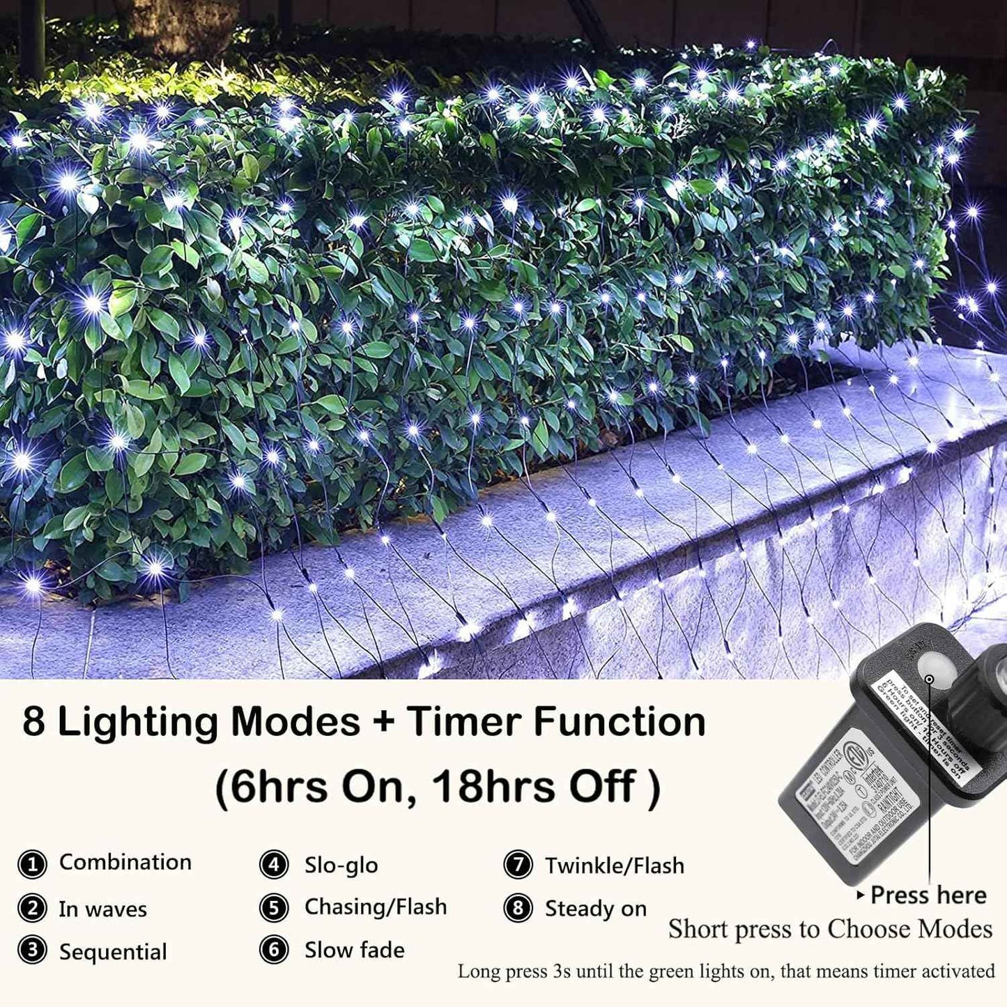 iBaycon 4ft x 6ft Warm White Net Lights – Simple Clean Holiday Decor for Neutral Interiors and Uncluttered Spaces