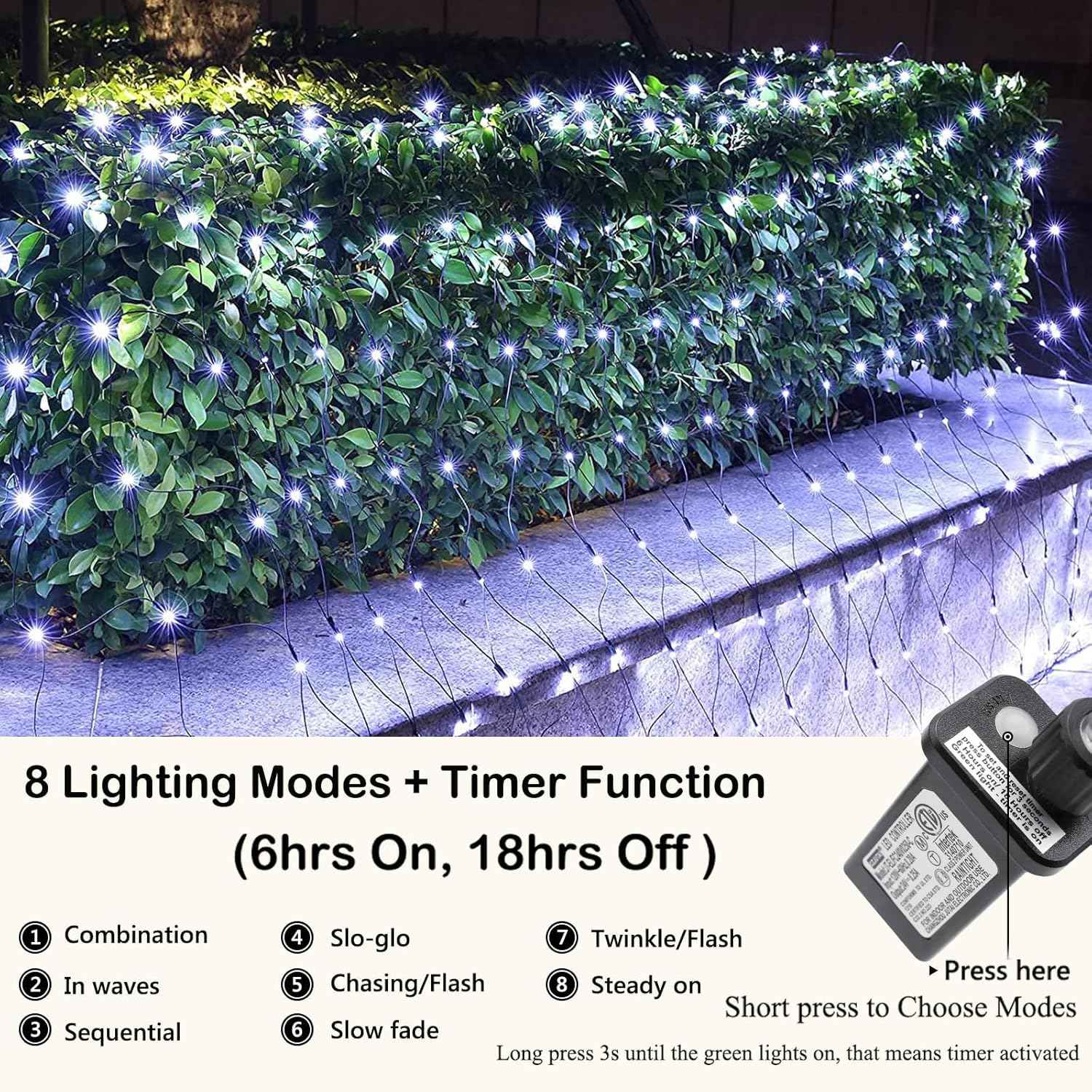 iBaycon 4ft x 6ft Warm White Net Lights – Simple Clean Holiday Decor for Neutral Interiors and Uncluttered Spaces