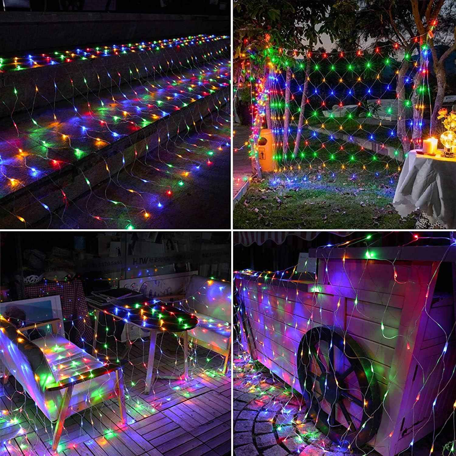 LYHOPE 12ft x 5ft LED Net Lights – IP44 Waterproof Mesh for Patio, Porch, and Outdoor Garden Hedges