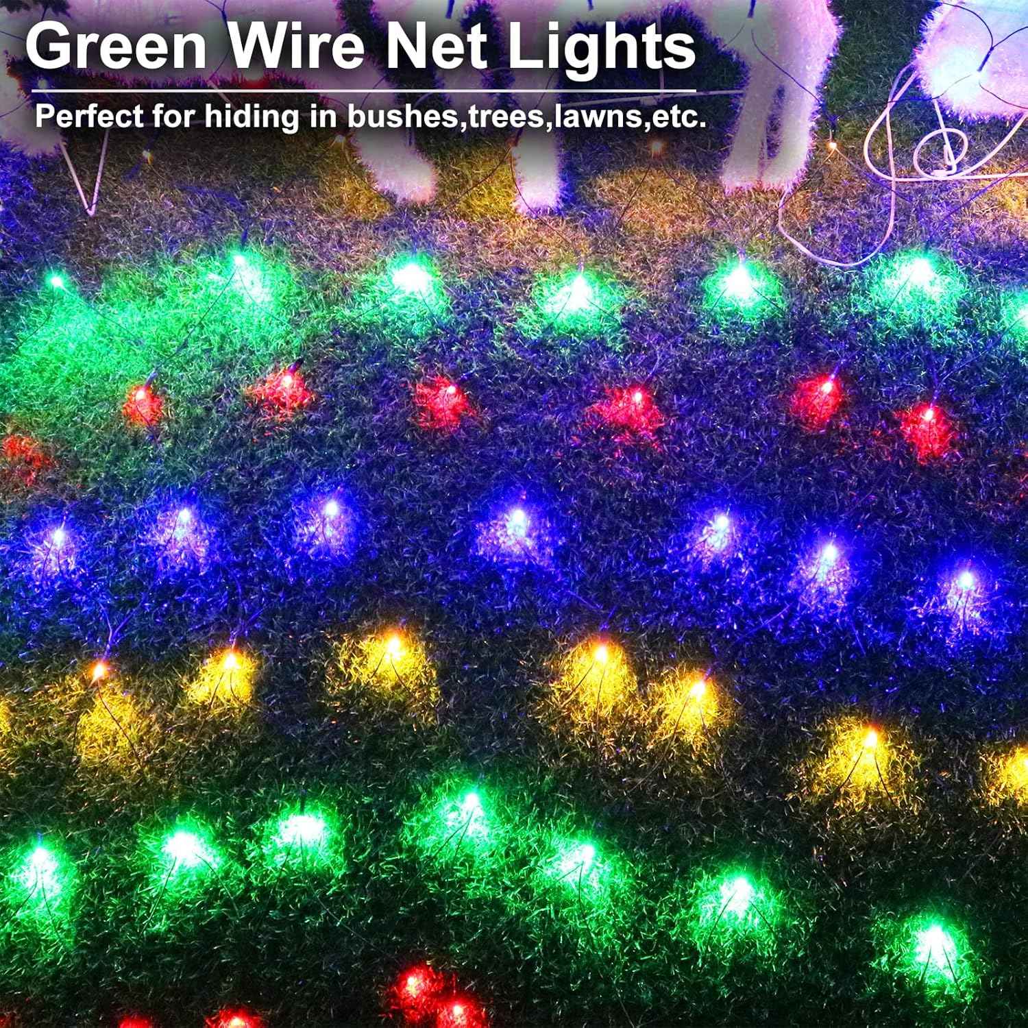 YAOZHOU Solar Christmas Net Lights – One-Step Drape Mesh for Clean, Uncluttered Holiday Decor on Shrubs & Hedges