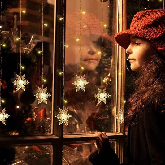 LED Curtain Lights, Snowflake Window String Lights, Thoughtful Birthday Gift for Mom and Women, 8 Modes Plug-in Decor for Bedroom and Holiday