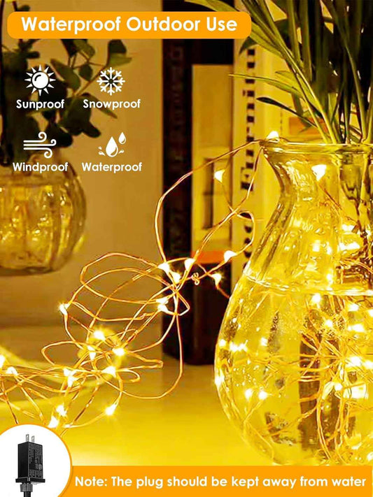 LumiWeave LED Fairy Lights Plug in 66ft – Cuttable Copper Wire String Lights for Bedroom Decor, 8 Modes Warm White Twinkle Lights Living Room Aesthetic