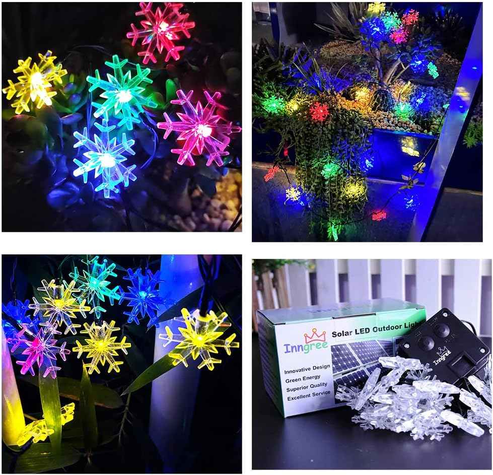Brightever Solar Snowflake Fairy Lights 20 Ft 30 LED – Cozy Bedroom and Living Room Accent with 8 Ambient Modes