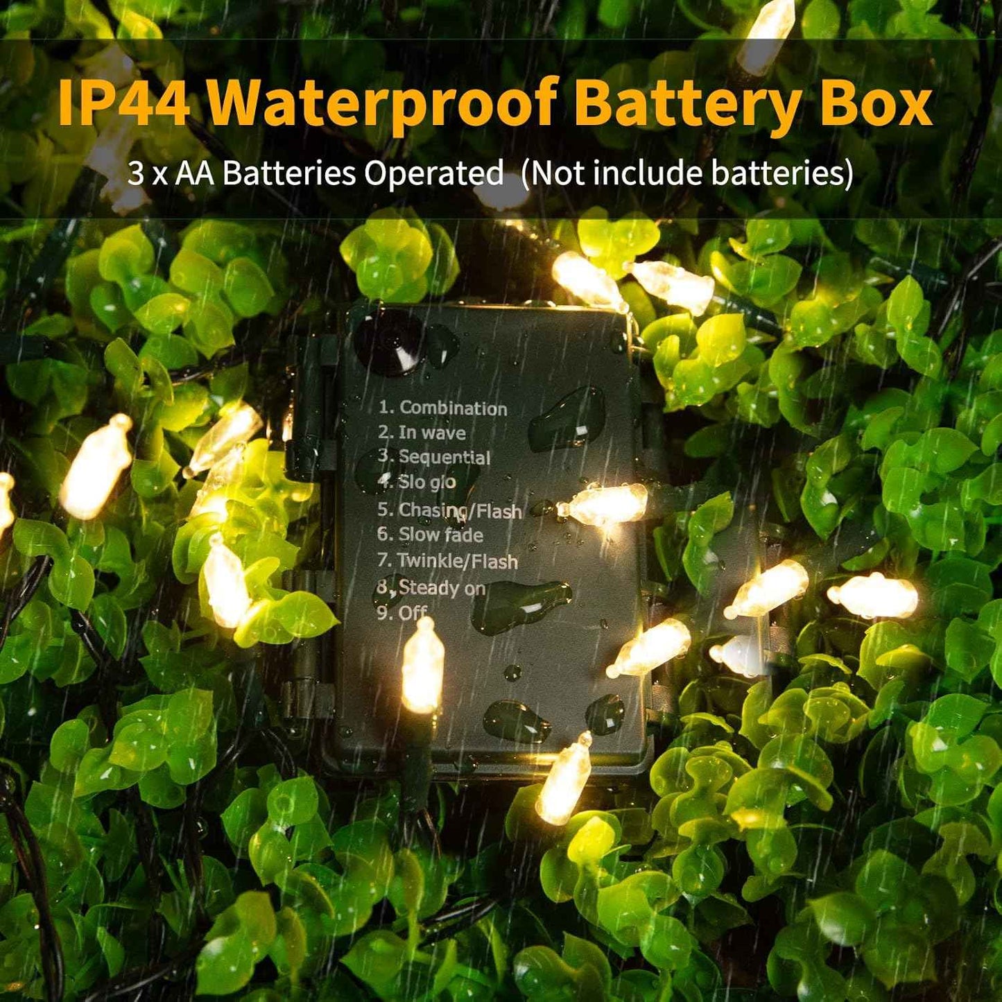 Brightown Flameless LED String Lights for Safe Bedroom and Pet Area, 18ft Battery Operated 50 Cool Touch Mini Bulbs with 8 Modes