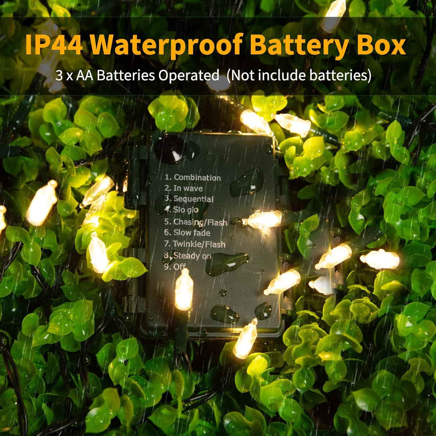 Brightown Flameless LED String Lights for Safe Bedroom and Pet Area, 18ft Battery Operated 50 Cool Touch Mini Bulbs with 8 Modes