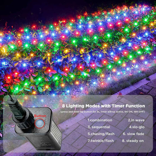 BlcTec Christmas Net Lights – UL Certified 176 LED Mesh with IPX7 Waterproof and Timer for Safe Outdoor Holiday Lighting