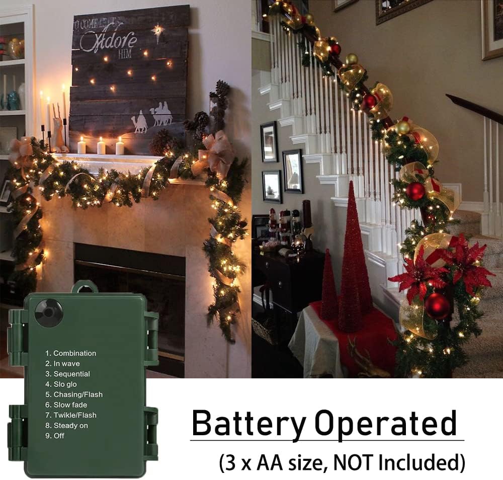 8 lighting modes including combination, twinkle, and steady on, controlled by included remote