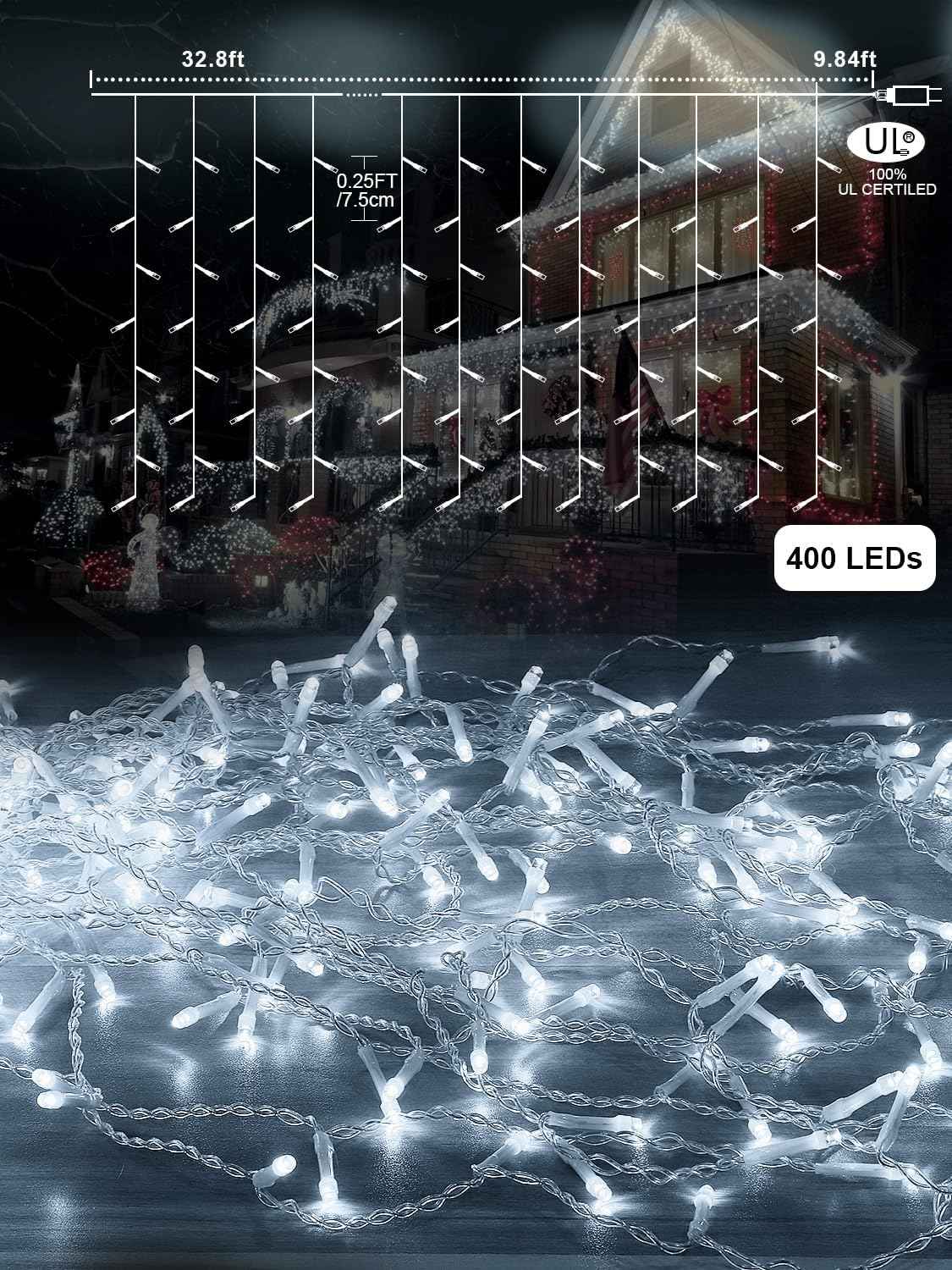 Lumivox Icicle Lights – Flameless 29V Cool-to-Touch Strand for Family Living Room and Sleep-Safe Holiday Glow