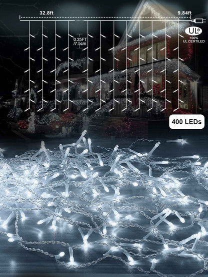 Lumivox Icicle Lights – Flameless 29V Cool-to-Touch Strand for Family Living Room and Sleep-Safe Holiday Glow