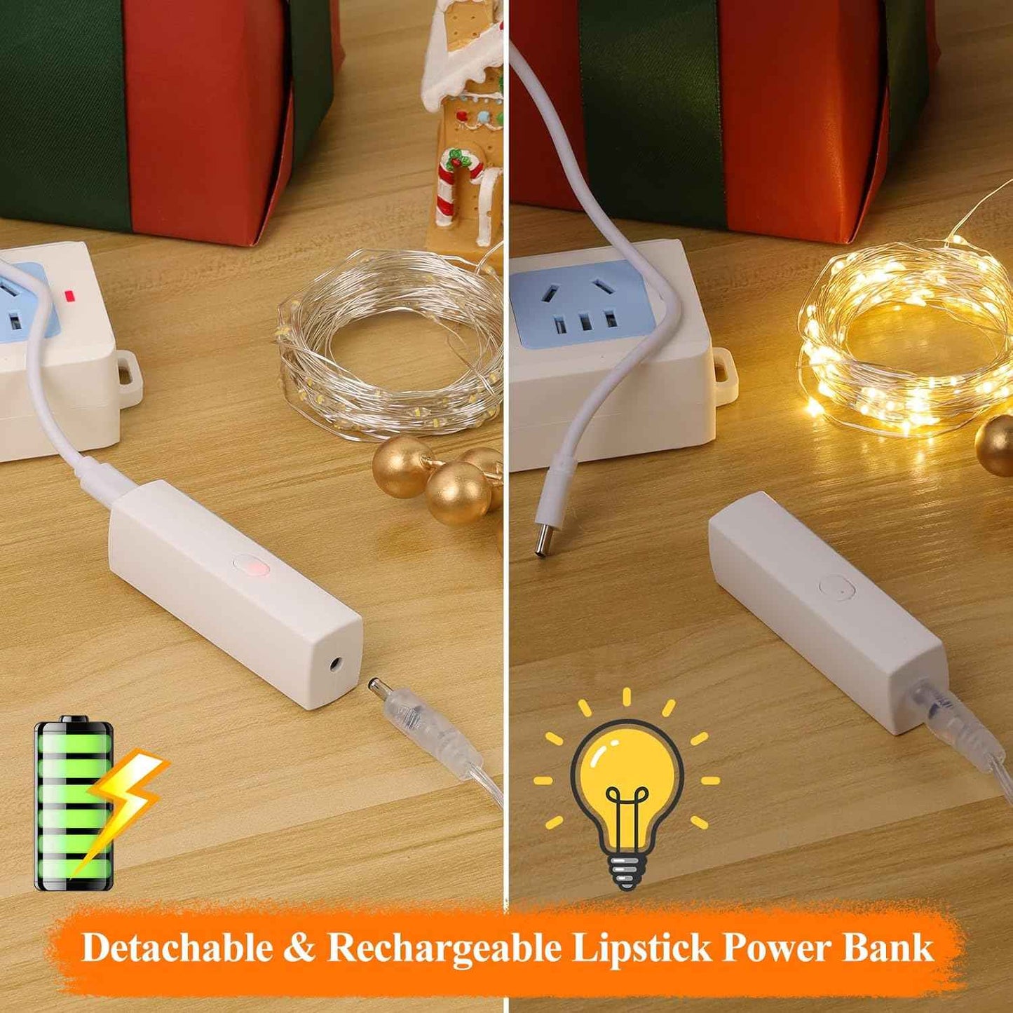 Lakumu LED Fairy Lights Warm White – Cozy Bedroom Ambient String Lights with Timer for Living Room Shelf Styling