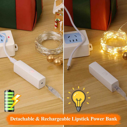 Lakumu LED Fairy Lights Warm White – Cozy Bedroom Ambient String Lights with Timer for Living Room Shelf Styling