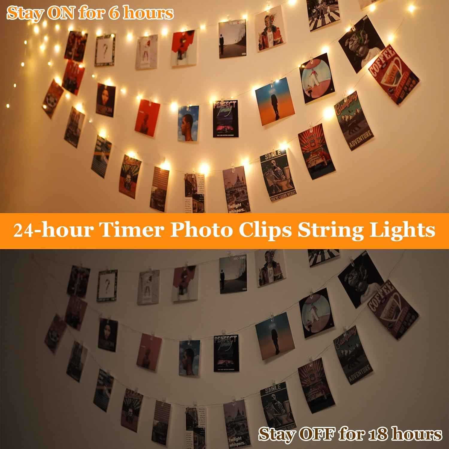 Lakumu 50 LED Photo Clips String Lights – Thoughtful Birthday Gift for Her, 17ft Rechargeable Photo Display with 8 Modes