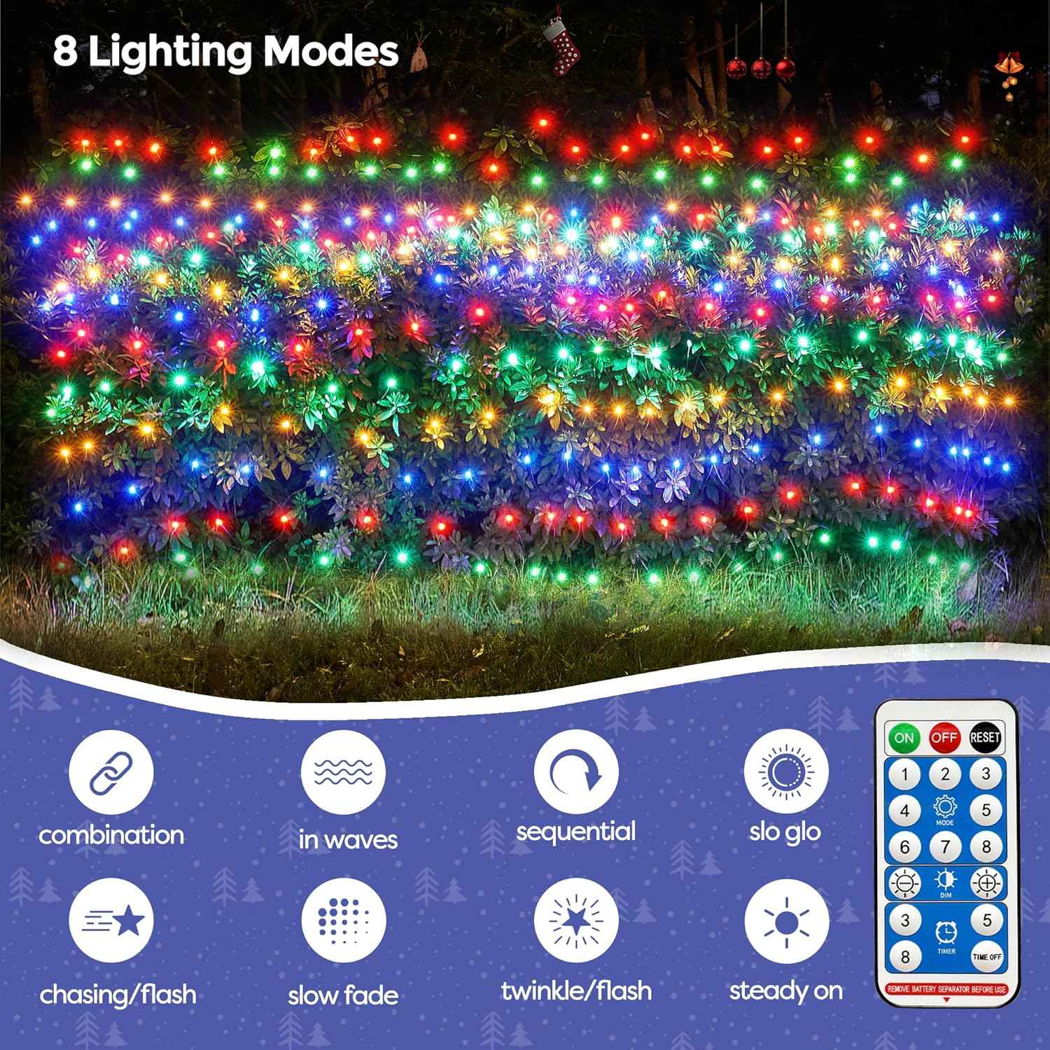 WBao Solar Christmas Net Lights – Thoughtful Holiday Gift for Homeowners Who Love Easy Decorating
