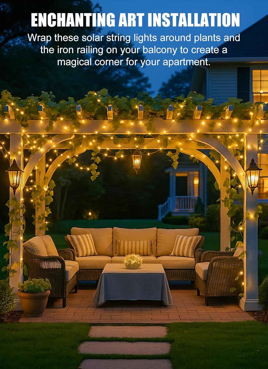 Minetom Solar Fairy Lights for Bedroom Aesthetic, 33Ft 100 LED Warm White String Lights for Cozy Indoor Ambiance