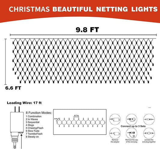 FUNPENY Christmas Mesh Lights – 8 Mode Ambient Decor for Bedroom Window, Staircase and Indoor Tree