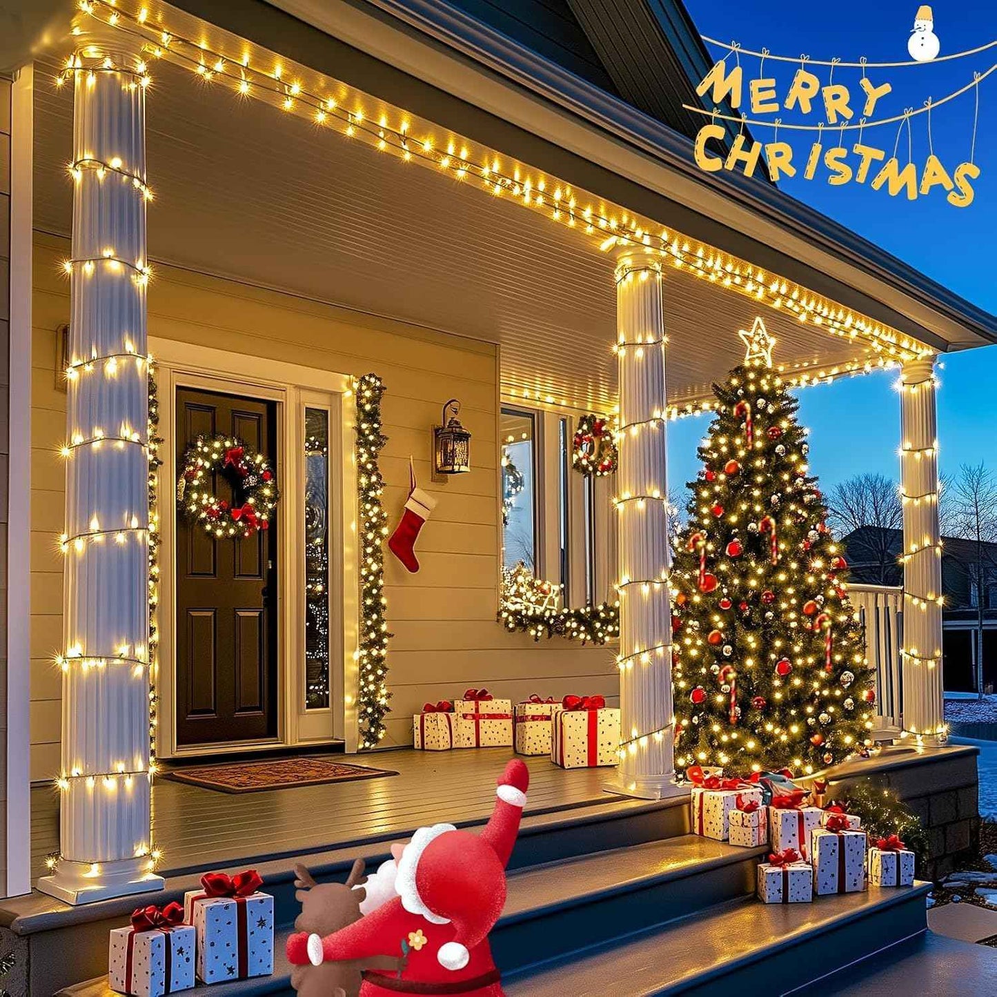 JMEXSUSS 66ft 200 LED Waterproof String Lights – Patio and Porch Party Decor, IP44 Warm White Outdoor Twinkle Lights
