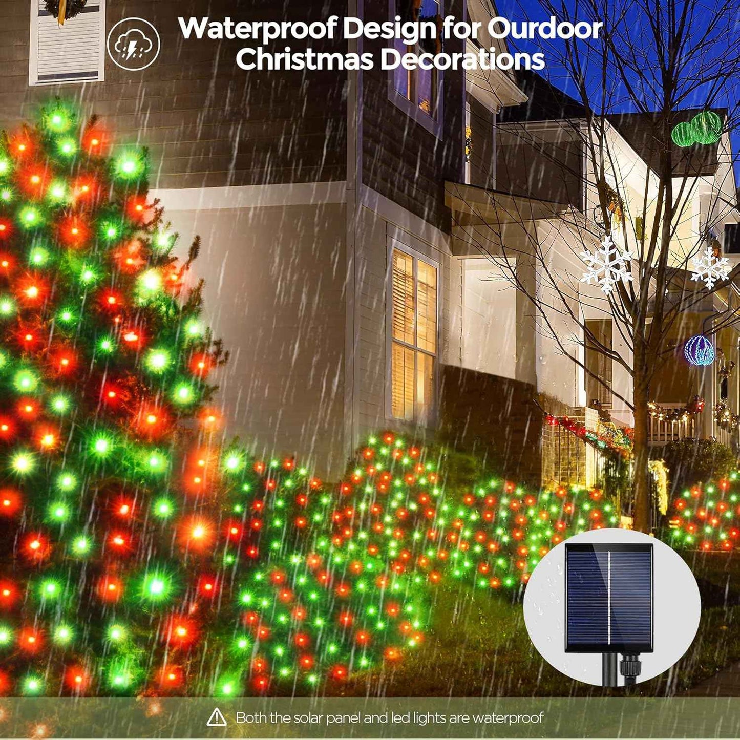 WBao Solar Christmas Net Lights – Thoughtful Holiday Gift for Her, Solar Powered 200LED Mesh with 8 Modes and Remote for Mom and Grandma