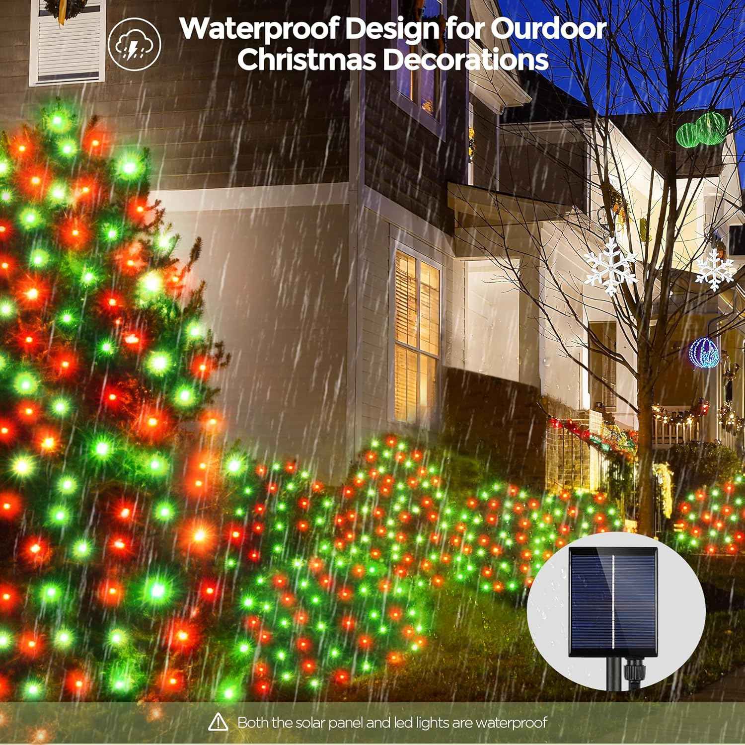 WBao Solar Christmas Net Lights – Thoughtful Holiday Gift for Her, Solar Powered 200LED Mesh with 8 Modes and Remote for Mom and Grandma