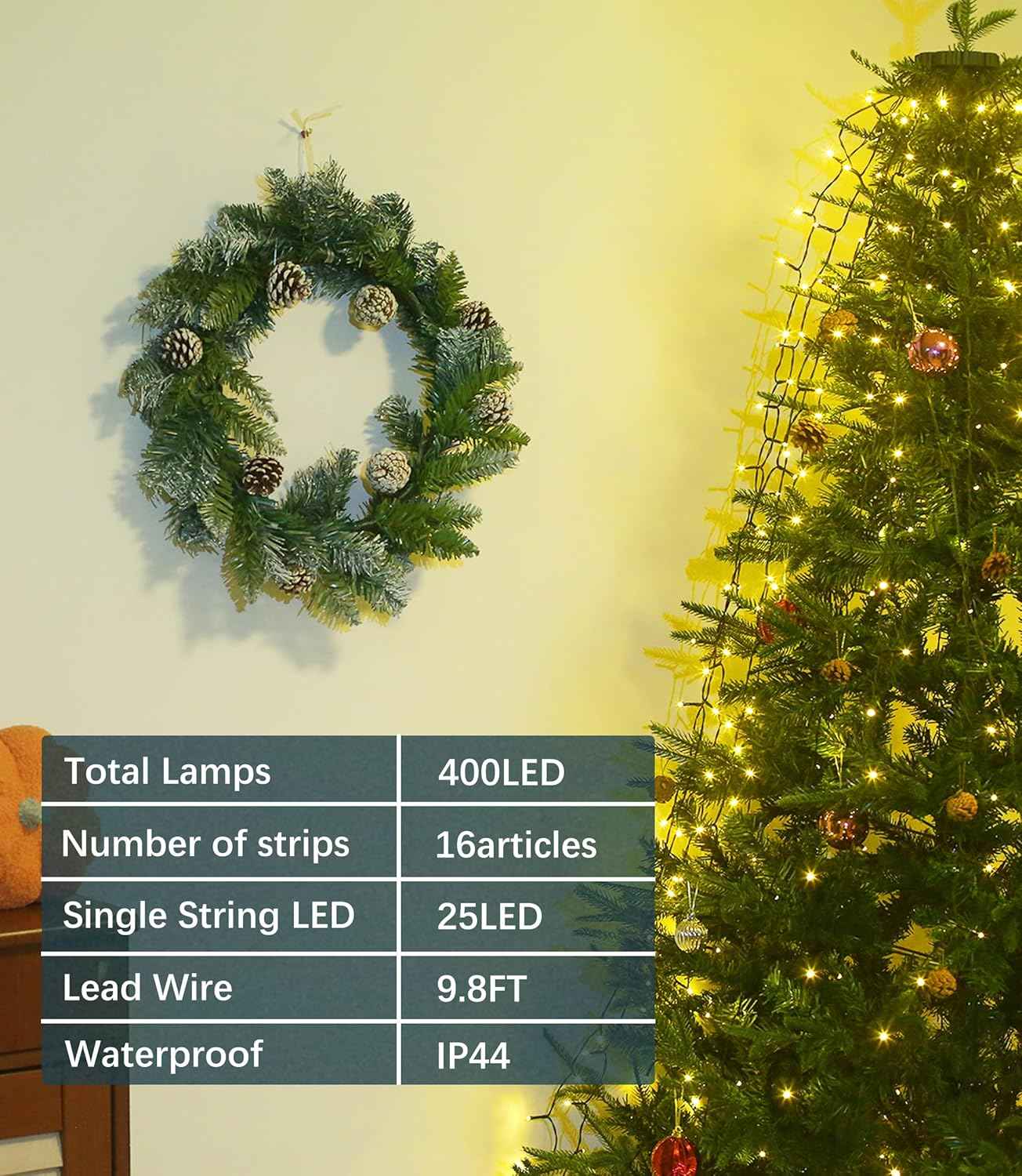 LumInno Hanging Fairy Lights – Living Room Aesthetic Accent with Warm White 400 LEDs and Auto Timer