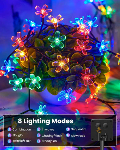Brightown Solar Cherry Blossom String Lights – Thoughtful Birthday Gift for Mom & Women, Patio Garden Decor