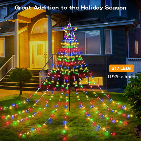 BlcTec Waterfall Christmas Lights – Family-Safe Yard and Playroom Décor with Cool-Running LEDs and Timer