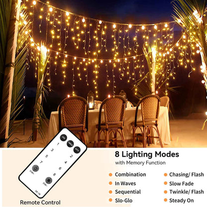 Blingstar Icicle Lights – Cozy Bedroom Aesthetic Lighting with Warm White Cascade and 4-Level Dimming