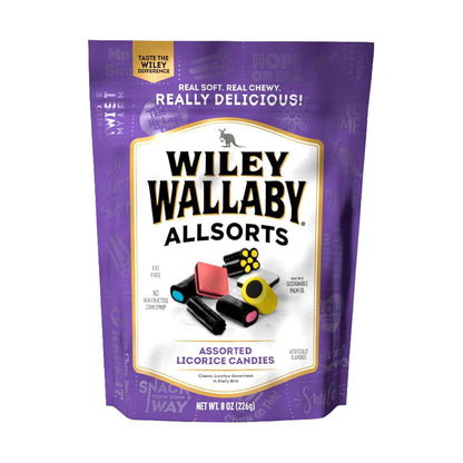 Wiley Wallaby Allsorts Licorice Candy – Resealable Travel Snack for Road Trips, Camping, and Outdoor Adventures