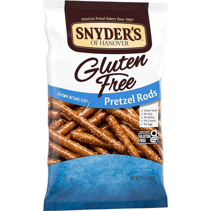 Snyder's of Hanover Gluten Free Pretzel Rods – Low Fat Celery Friendly Snack for Gluten Free Living, 8 oz Bag