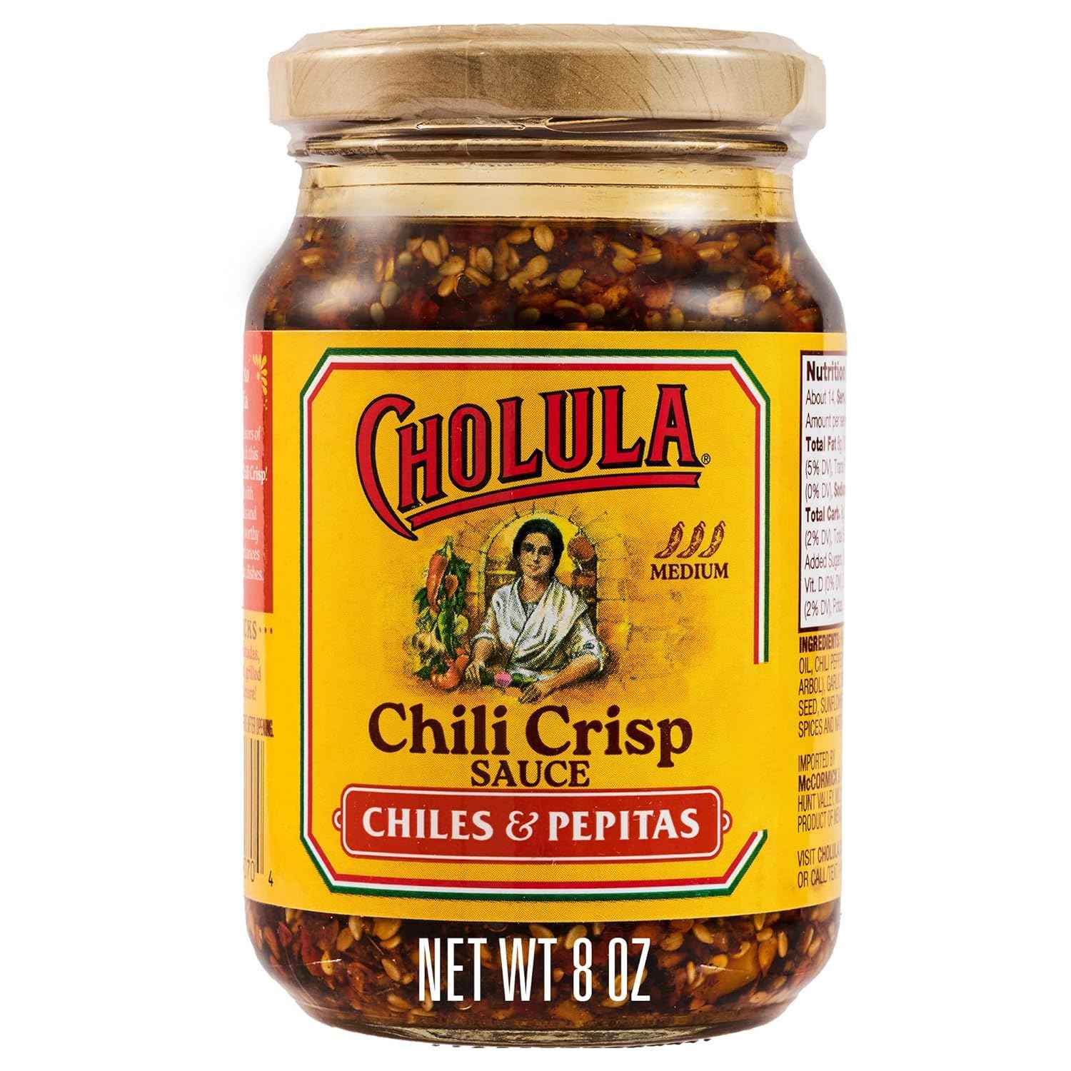 Cholula Crunchy Salsa Macha Chili Crisp – Tailgate and Patio Topping for Burgers, Pizza and Grilled Meats, 8 oz
