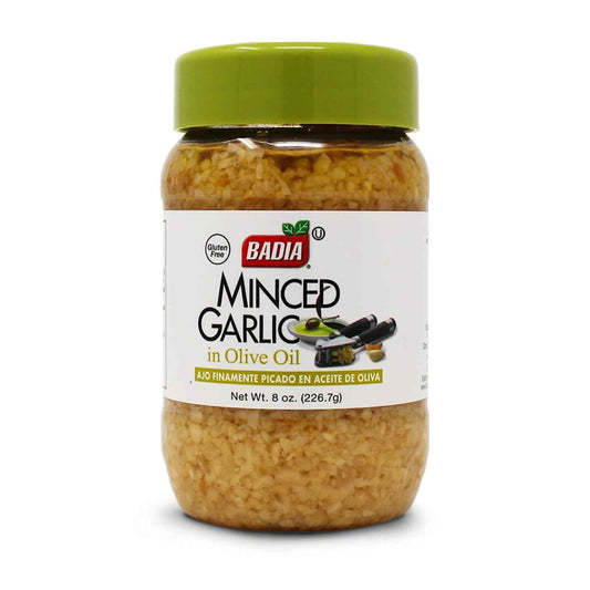 Badia Pre-Minced Garlic in Olive Oil – Ready-to-Spoon Aromatic for Quick Stir-Fry Dinners