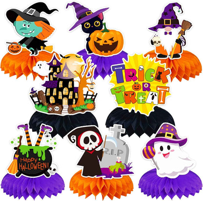 JULMELON Kids Halloween Table Decorations Honeycomb Centerpiece Set of 8 for Classroom Party Supplies