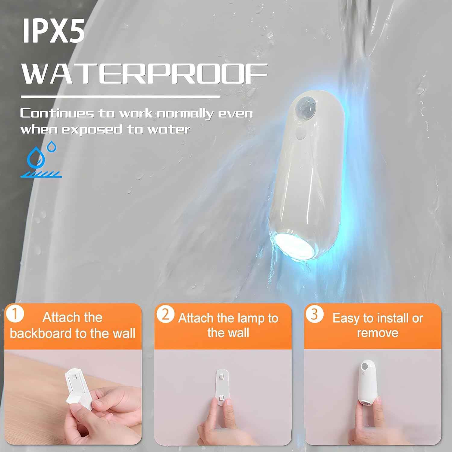 Motion Sensor Toilet Night Light – Fall Prevention Nightlight for Hallway and Stairs, Rechargeable