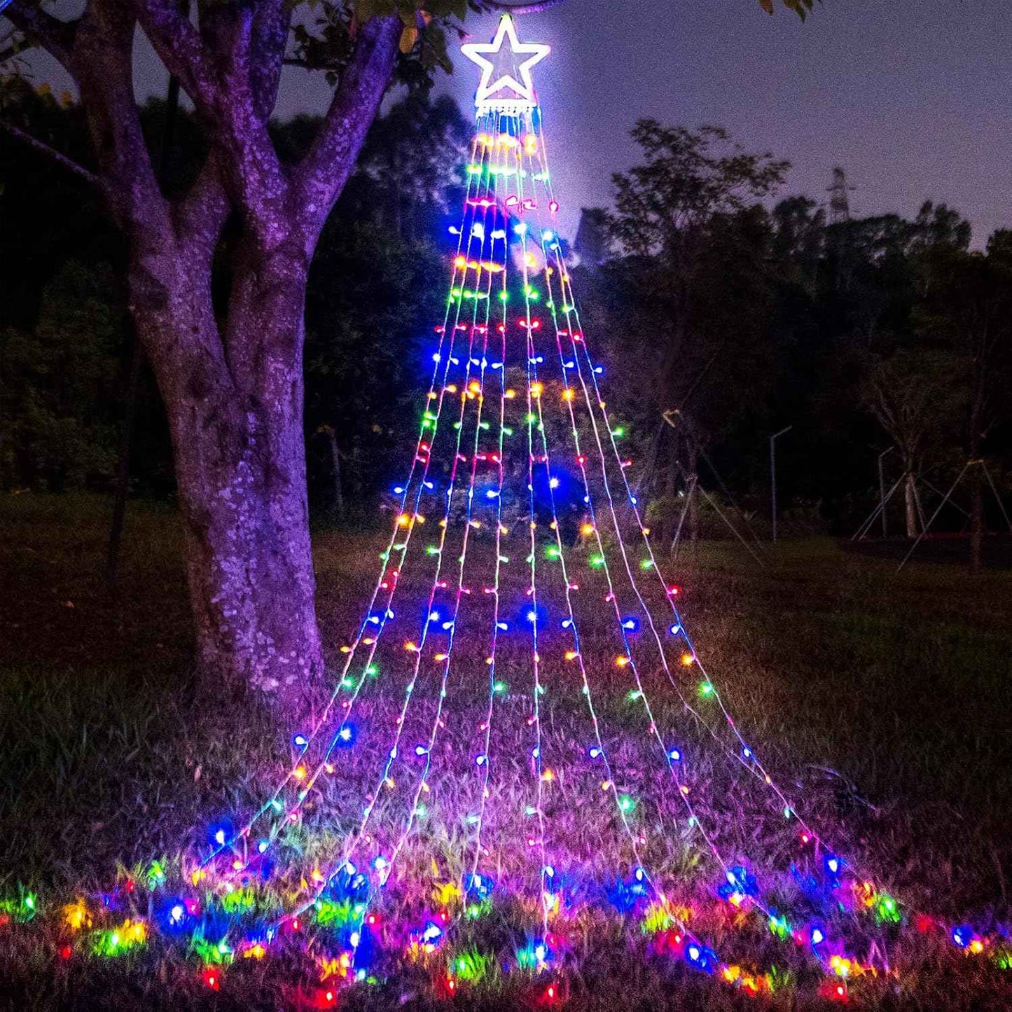 FUNIAO Star Waterfall String Lights Gift Set, 8 Mode 9 Strand LED Lights for Mom, Her and Christmas Gift Exchange