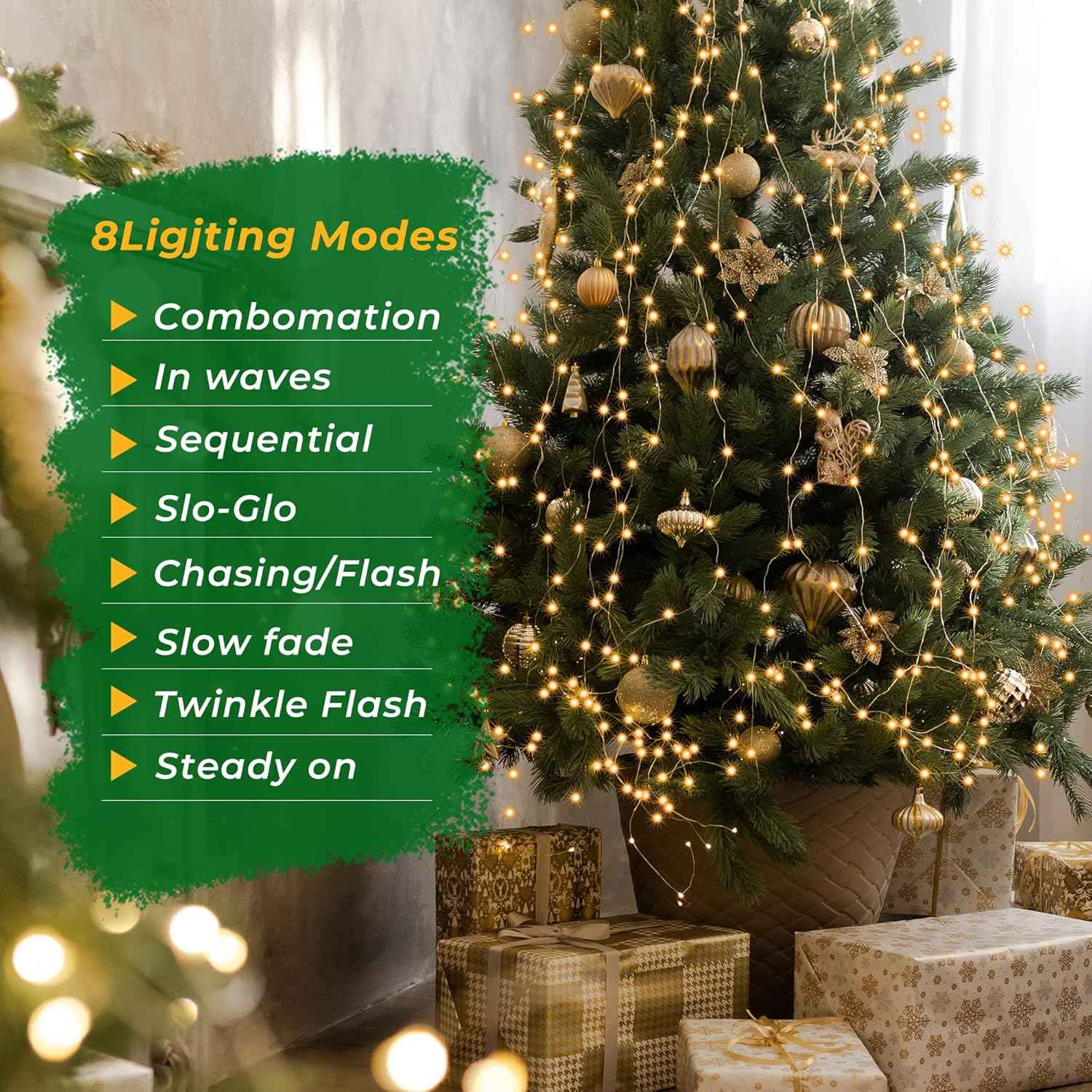 Lumastro Waterproof 400 LED Christmas Tree Lights with 16 Hanging Lines for Patio and Garden Holiday Gatherings