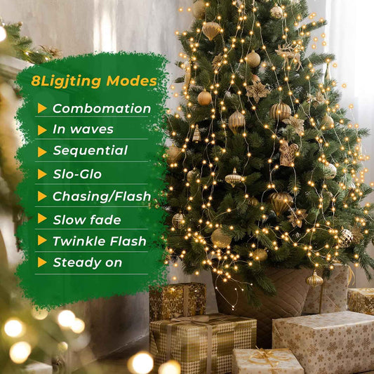 Lumastro Waterproof 400 LED Christmas Tree Lights with 16 Hanging Lines for Patio and Garden Holiday Gatherings