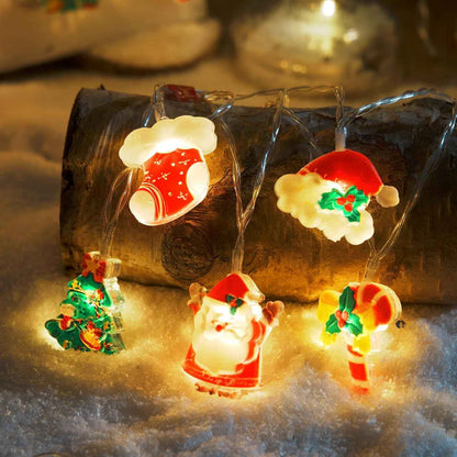 LOLStar Christmas Fairy Lights – Cozy Bedroom String Lights with Santa and Snowman Charms, Battery Operated for Mantel and Windows