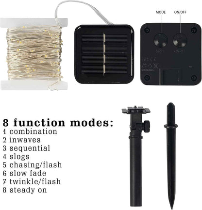 Dazzle Bright Solar String Lights – Indoor Window Frame and Wall Decor, 8 Lighting Modes