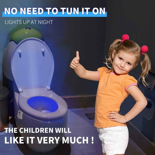 LumiPals Toilet Night Light – Modern Bathroom Decor with 8 Color Modes, Motion Sensor LED 2-Pack
